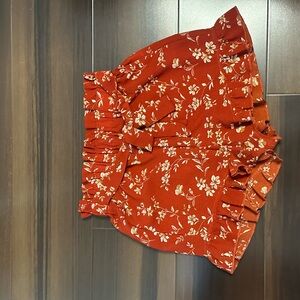 SHEIN Floral Ruffle Kids Shorts - Red